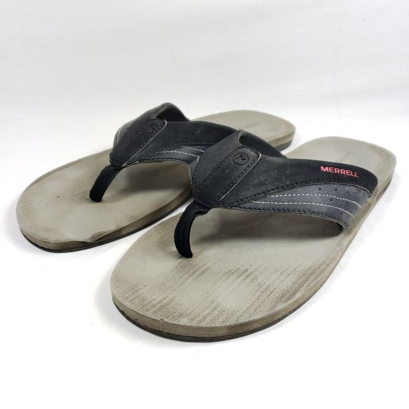 Merrell Men's Size 12 Black Leather Thong Sandals - Picture 2 of 8